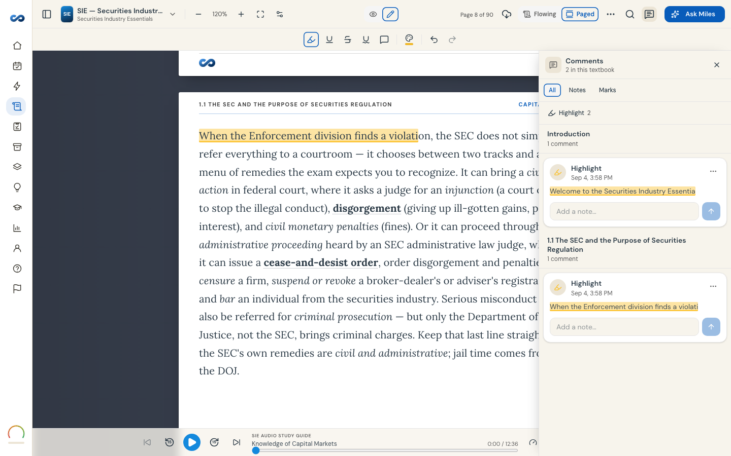 Finding your highlights and notes again — on a laptop