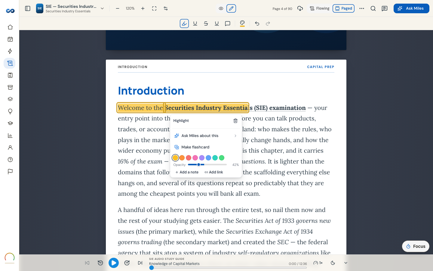 Highlighting, notes and flashcards from the page — on a laptop