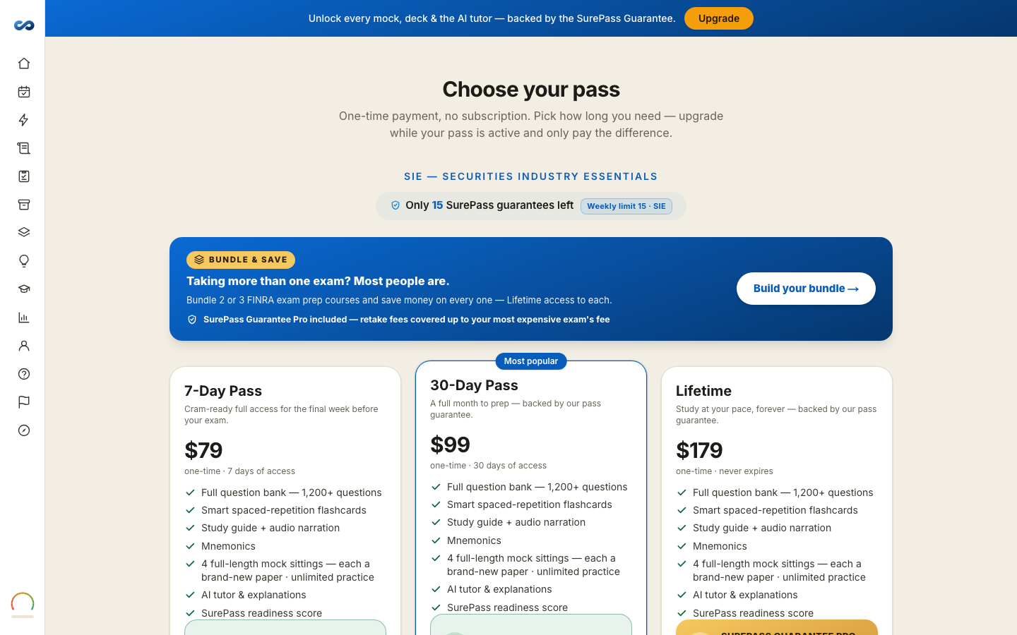 The three passes — 7-Day, 30-Day and Lifetime — on a laptop
