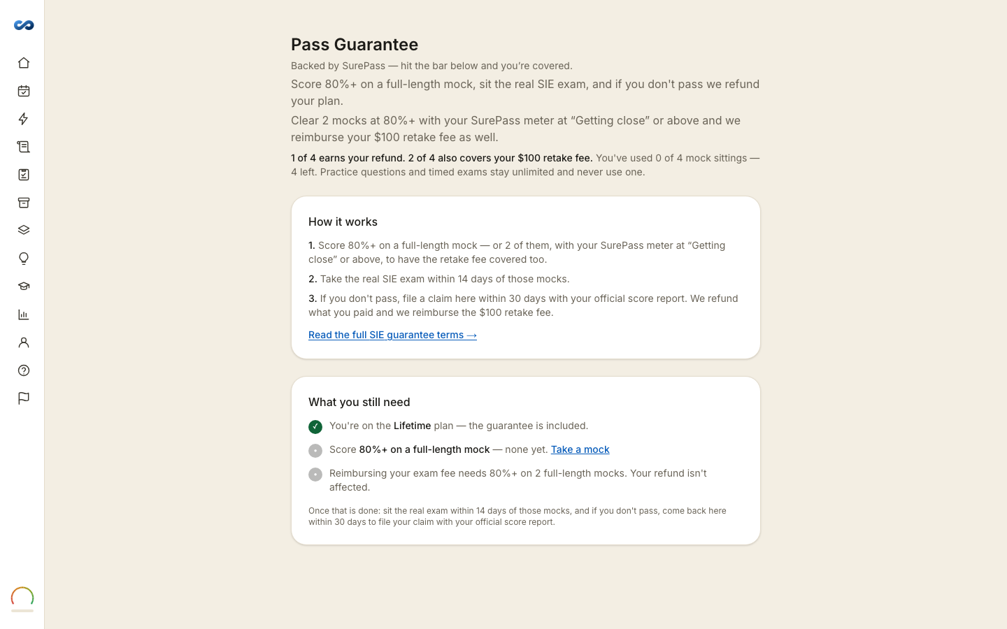 The SurePass Guarantee in plain words — on a laptop