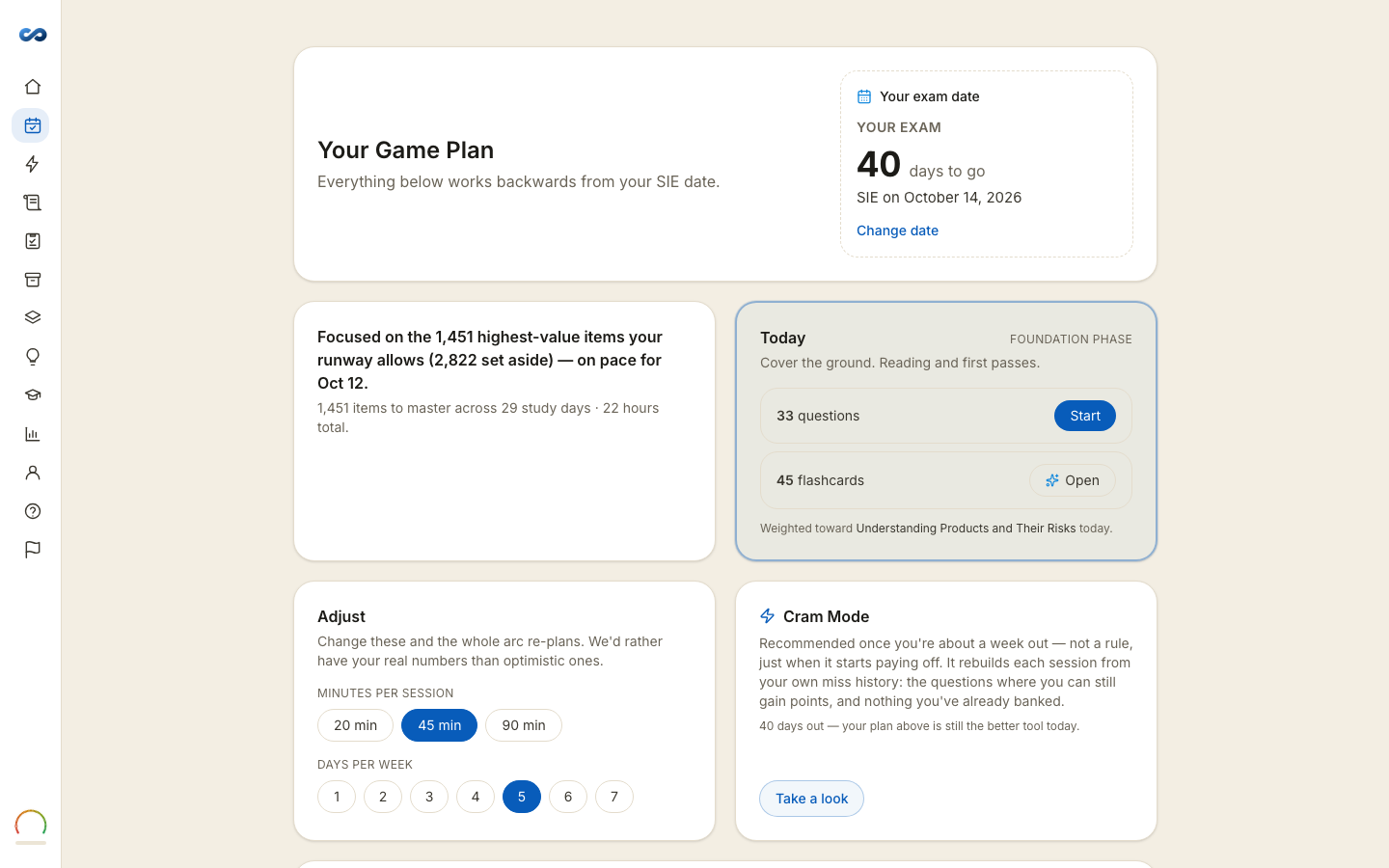 Your Game Plan, and setting your exam date — on a laptop