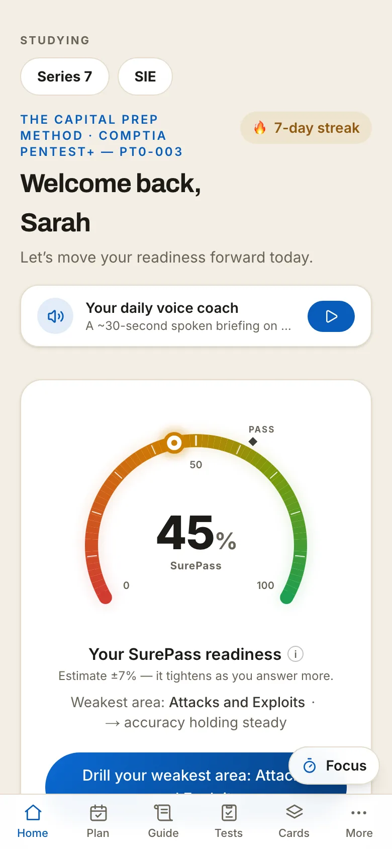 SurePass readiness — PenTest+