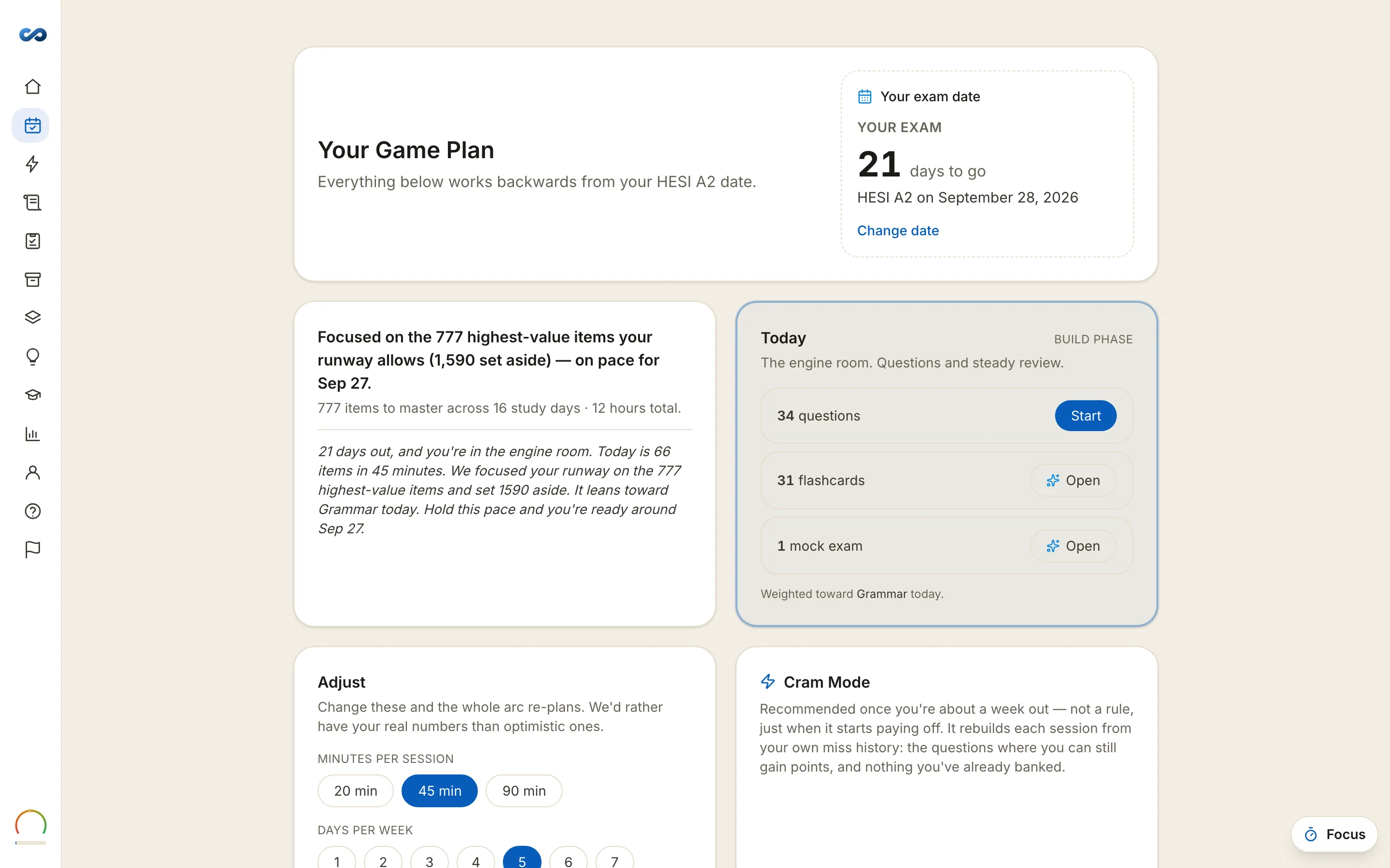 Your Game Plan — Elsevier HESI A2, on desktop