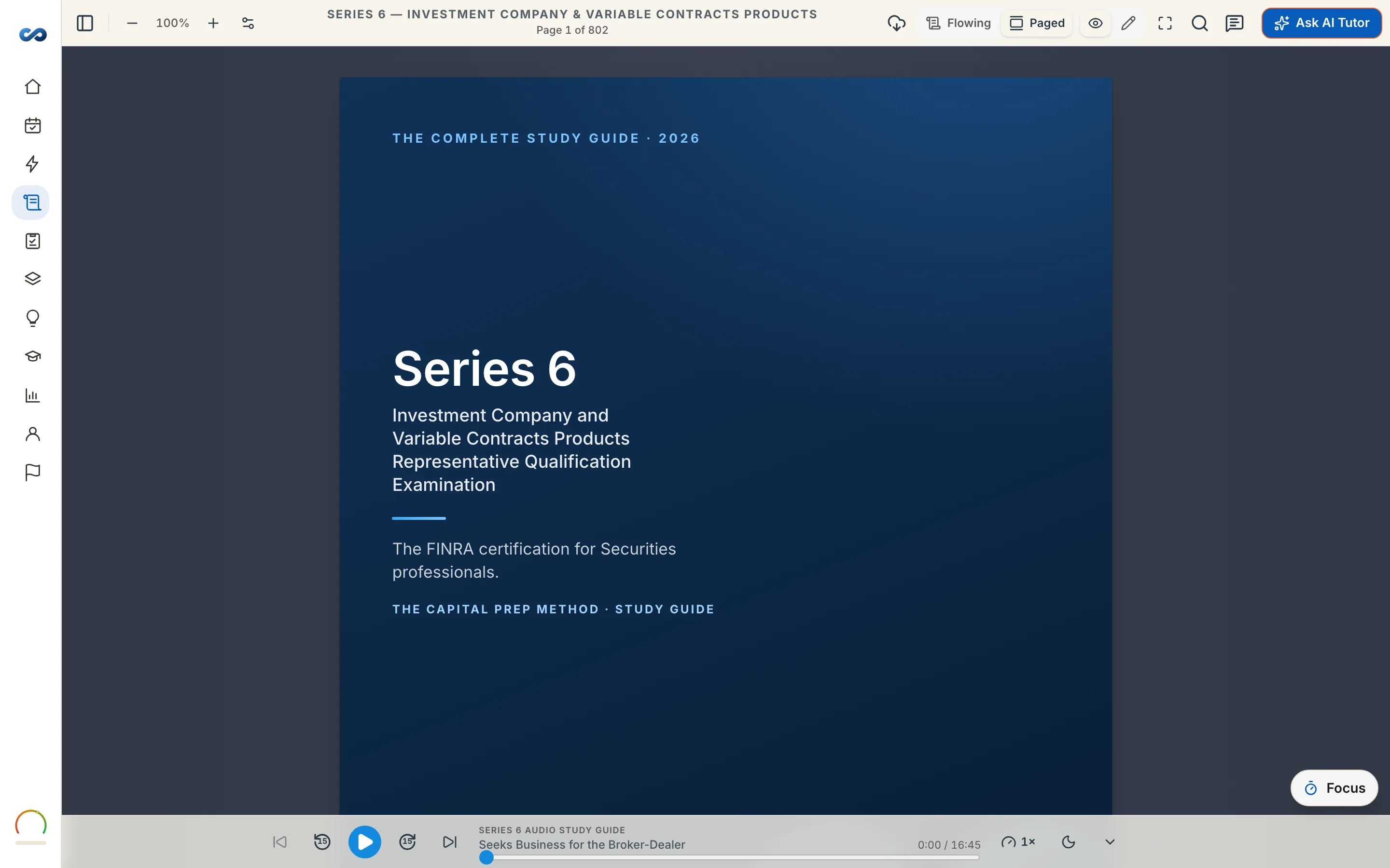 The Series 6 study guide open in the reader, with a highlight